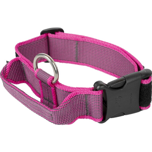 JULIUS-K9 COLOR & GRAY SERIES -K9 COLLAR WITH CLOSABLE HANDLE PINK-GREY WIDTH: 1,6" / 40 MM