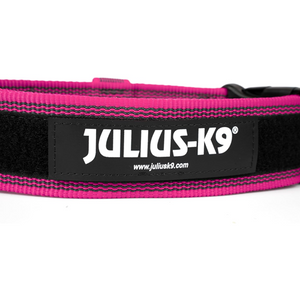 JULIUS-K9 COLOR & GRAY SERIES -K9 COLLAR WITH CLOSABLE HANDLE PINK-GREY WIDTH: 1,6" / 40 MM