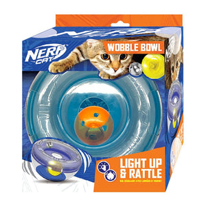 NERF CAT 7IN PS WOBBLE BOWL WITH LED BALL AND BELL BALL