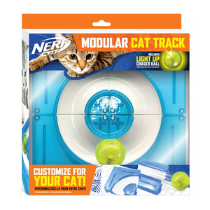 NERF CAT GIFT SET BOX 10IN X 10IN TRACK WITH 2IN LED BALL AND 2IN BELL BALL AND 2IN CATNIP BAT 3-PACK