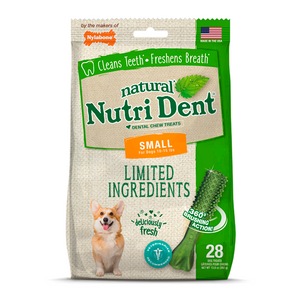 NYLABONE NUTRI DENT NATURAL DENTAL FRESH BREATH SMALL DOG CHEWS 28 COUNT